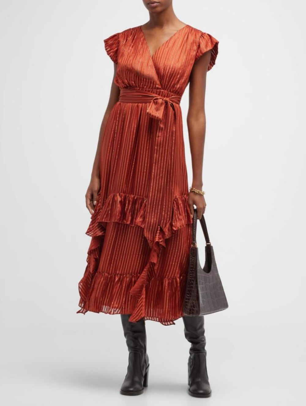 EUC Marie Oliver Uma Metallic Maxi Dress in Clay